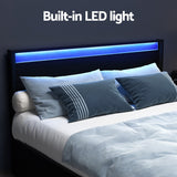 NNEDSZ Artiss Bed Frame Queen Size LED with 4 Drawers Black DUNN