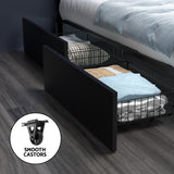 NNEDSZ Artiss Bed Frame Queen Size LED with 4 Drawers Black DUNN