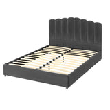 NNEDSZ Artiss Bed Frame Double Size Velvet Grey FION