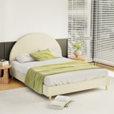 NNEDSZ Bed Frame Double Size Velvet Cream ELLA