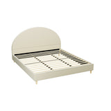 NNEDSZ Bed Frame King Size Velvet Cream ELLA