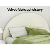 NNEDSZ Bed Frame King Size Velvet Cream ELLA