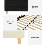 NNEDSZ Bed Frame King Size Velvet Cream ELLA