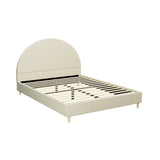 NNEDSZ Bed Frame Queen Size Velvet Cream ELLA