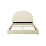 NNEDSZ Bed Frame Queen Size Velvet Cream ELLA