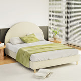 NNEDSZ Bed Frame Queen Size Velvet Cream ELLA