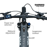 NNEMB Titan 9+ Electric Dual Suspension Mid Drive Mountain Bike eMTB, Medium Frame, Dark Grey