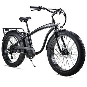 NNEMB Electric Fat Tyre Cruiser Bike, eBike with Throttle, Matte Black