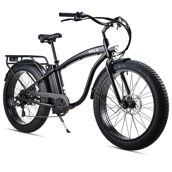 NNEMB Electric Fat Tyre Cruiser Bike, eBike with Throttle, Matte Black