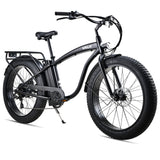 NNEMB Electric Fat Tyre Cruiser Bike, eBike with Throttle, Matte Black