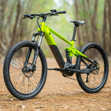 NNEMB Titan 9+ Electric Mid Drive Dual Suspension Mountain eMTB Bike, Large Frame Black/Lime