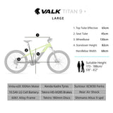 NNEMB Titan 9+ Electric Mid Drive Dual Suspension Mountain eMTB Bike, Large Frame Black/Lime