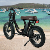 NNEMB Electric Fat Tyre Bike, 350W, 32km/hr, Throttle ebike, Disc Brakes, Step-Through Alloy, Shimano 7 spd, 20x4' Kenda Tyres, Suspension, Black
