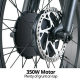 NNEMB Electric Fat Tyre Bike, 350W, 32km/hr, Throttle ebike, Disc Brakes, Step-Through Alloy, Shimano 7 spd, 20x4' Kenda Tyres, Suspension, White
