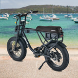 NNEMB Electric Fat Tyre Bike, 500W, 45km/hr, Throttle ebike, Disc Brakes, Shimano 7 spd, 20x4' Kenda Tyres, Suspension, Black