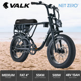 NNEMB Electric Fat Tyre Bike, 500W, 45km/hr, Throttle ebike, Disc Brakes, Shimano 7 spd, 20x4' Kenda Tyres, Suspension, Black