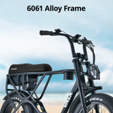 NNEMB Electric Fat Tyre Bike, 500W, 45km/hr, Throttle ebike, Disc Brakes, Shimano 7 spd, 20x4' Kenda Tyres, Suspension, Black