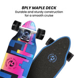 NNEDPE Kryptonics 26-inch Skateboard Mini Cutaway Cruiser Board - 89 IS Fine