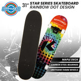 NNEDPE Kryptonics 31-inch Star Series Complete Skateboard Rainbow Dot