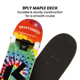NNEDPE Kryptonics 31-inch Star Series Complete Skateboard Rainbow Dot