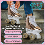 NNEDPE Circle Society Adjustable Quad Kids Roller Skates - Metallic Rose Gold