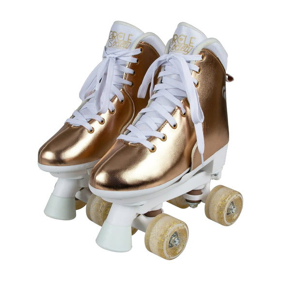 NNEDPE Circle Society Adjustable Quad Kids Roller Skates - Metallic Rose Gold