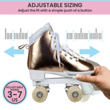 NNEDPE Circle Society Adjustable Quad Kids Roller Skates - Metallic Rose Gold