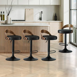 NNEED 4x Bar Stools with Gas Lift Swivel Wooden PU Leather