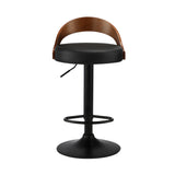 NNEED 4x Bar Stools with Gas Lift Swivel Wooden PU Leather