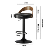 NNEED 4x Bar Stools with Gas Lift Swivel Wooden PU Leather