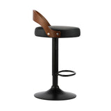 NNEED 4x Bar Stools with Gas Lift Swivel Wooden PU Leather