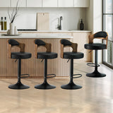 NNEED 4x Bar Stools Swivel Gas Lift Metal Leather