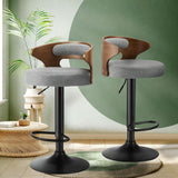 NNEED Bar Stools Gas Lift Swivel Wooden Grey x2