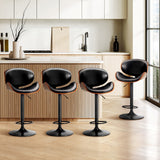 NNEED Set of 4 Bar Stools Swivel Wooden Leather Gas Lift