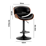 NNEED Set of 4 Bar Stools Swivel Wooden Leather Gas Lift