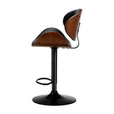 NNEED Set of 4 Bar Stools Swivel Wooden Leather Gas Lift