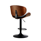 NNEED Set of 4 Bar Stools Swivel Wooden Leather Gas Lift