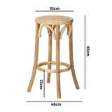 NNEED Wooden Bar Stool 2pc Rattan Dining Chair Wood