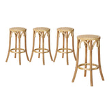 NNEED 4x Bar Stools Dining Chair Rattan Seat Natural