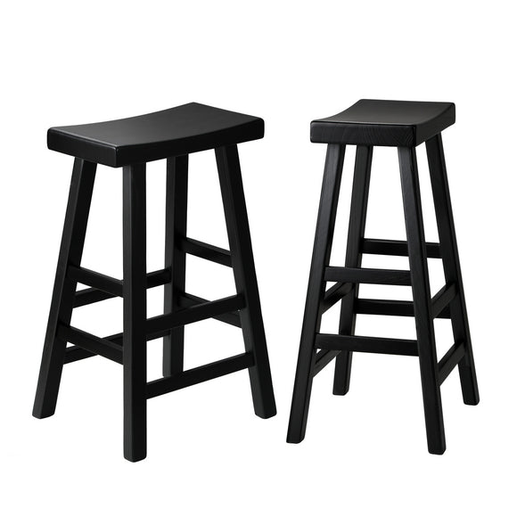 NNEED 2X Bar Stools Wooden Counter Chairs Black