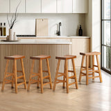 NNEED Set of 4 Bar Stools Wooden Counter Chairs Natural