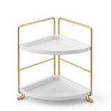 Artiss Bathroom Corner Shelf Countertop Organiser Vanity Storage Rack White Gold