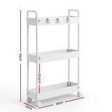 Artiss 3 Tier Slim Storage Trolley Narrow Utility Organiser Rack White