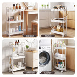 Artiss 3 Tier Slim Storage Trolley Narrow Utility Organiser Rack White