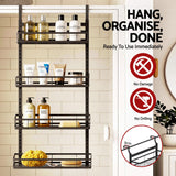 Artiss Over Door Bathroom Rack Hanging Organiser 4 Tier No Drill 91cm Black