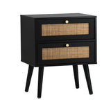 NNEED 2X Bedside Table 2 Drawers Storage Cabinet Rattan