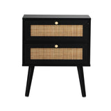 NNEED 2X Bedside Table 2 Drawers Storage Cabinet Rattan