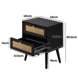 NNEED 2X Bedside Table 2 Drawers Storage Cabinet Rattan