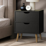 NNEED Bedside Tables 2 Drawers Air Gap Handle Black