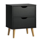 NNEED Bedside Tables 2 Drawers Air Gap Handle Black